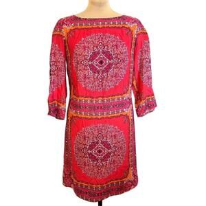 Laundry by Shelli Segal Red Orange Baroque Print Sheath Dress Size 6